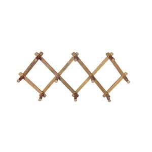 VTG Wood Accordion Peg Rack Expandable Wall Cottagecore Boho MCM Hanging Hat